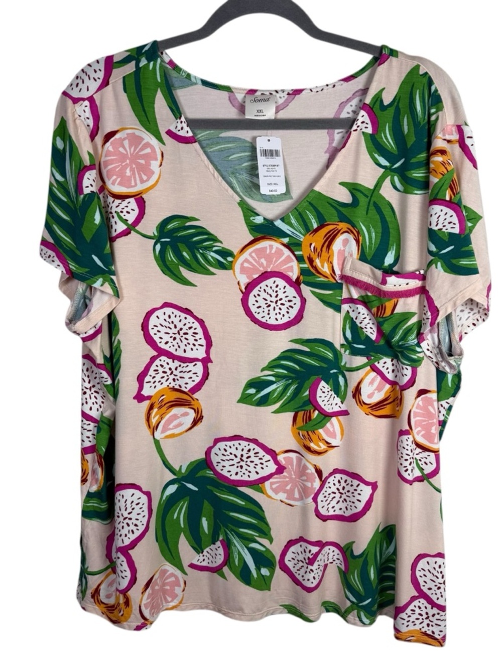 Soma Cool Nights Short Sleeve Crop Pajama Set Size XXL New Pink - Picture 2 of 13
